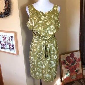 VINTAGE Ann Taylor Size Large 12 Hawaiian Tank Skirt Green 60’s Luau Vibe Cotton